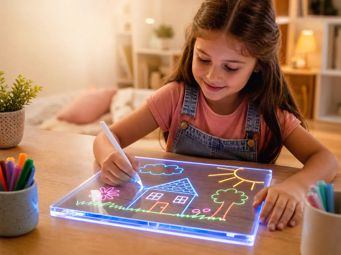 Illuminated acrylic LED fluorescent drawing board in a product comparison