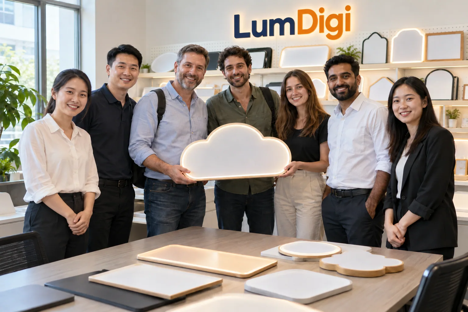 Representative LumDigi buyer project review in the sample showroom