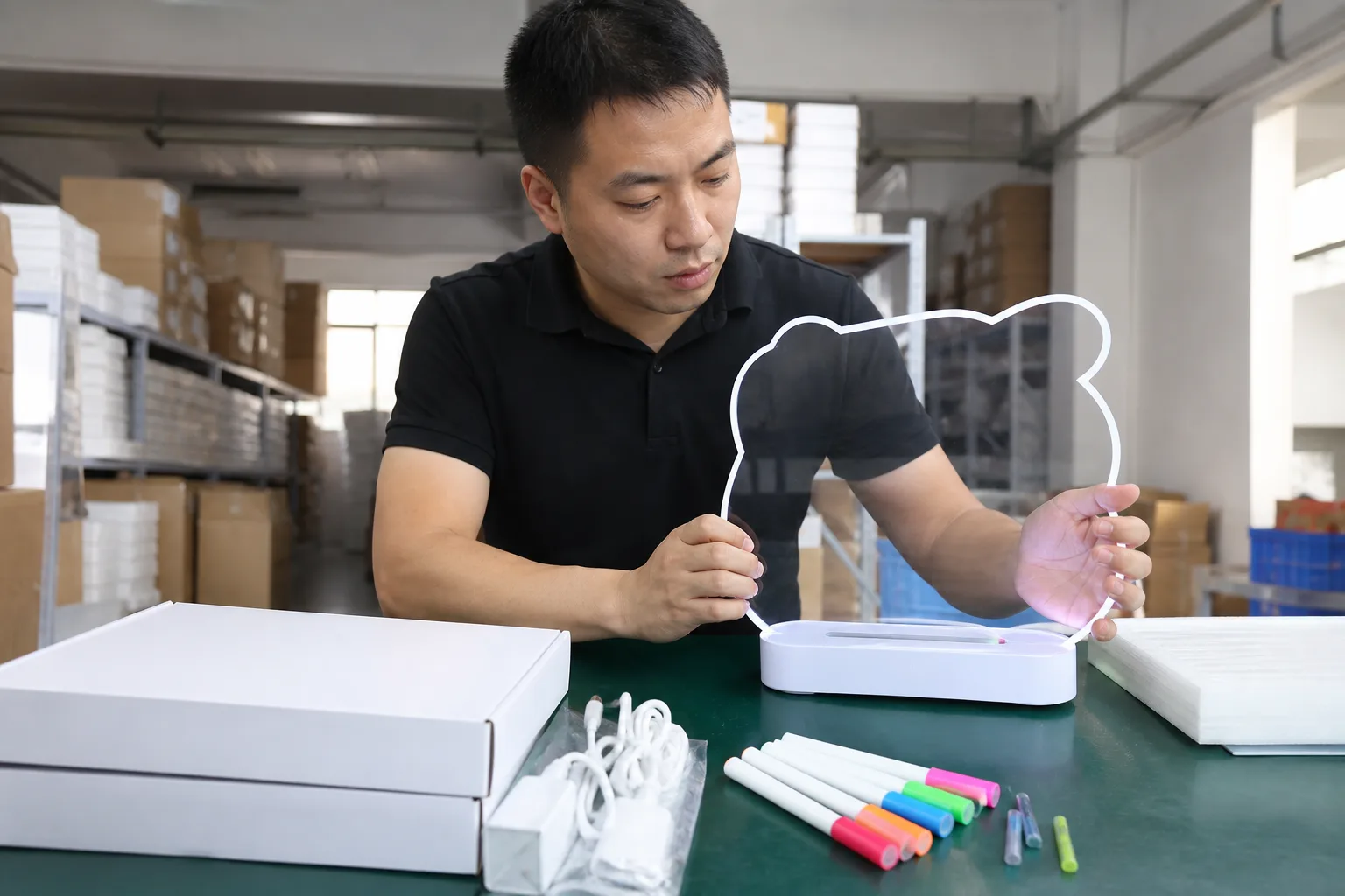 LED drawing board finished goods acceptance plan B2B product planning scene