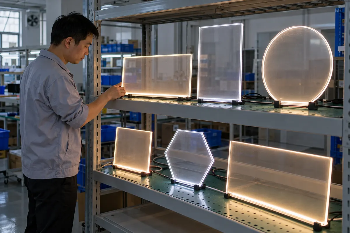 LED drawing boards on factory operating test rack