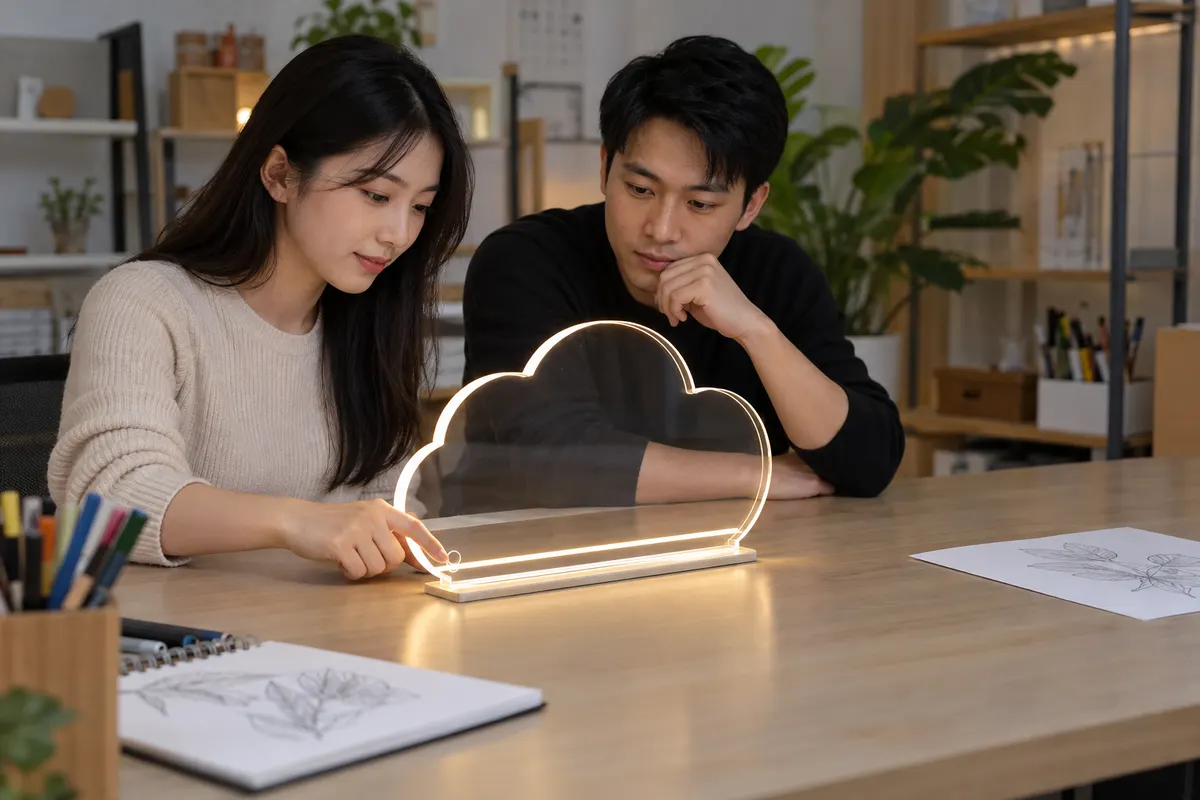 Asian reviewers testing LED drawing board touch control